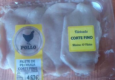 Filete de pechuga de pollo corte fino front packaging