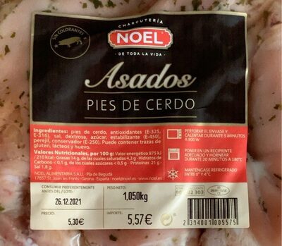 Pies de cerdo asados front packaging