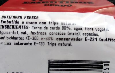 Butifarra fresca nutrition facts table
