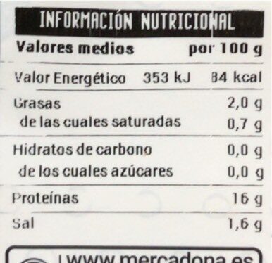 Brochetas marinadas nutrition facts table