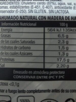 Chuletas de Sajonia nutrition facts table
