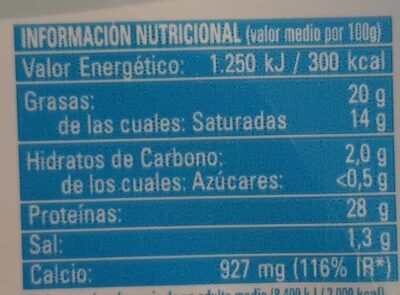 Queso light nutrition facts table