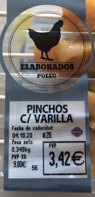 Pinchos de pollo con varilla