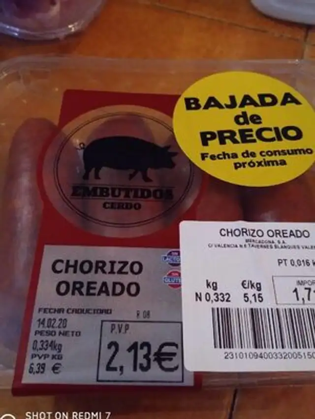 Chorizo oreado nutrition facts table