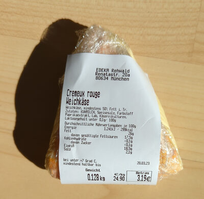 Cremeux rouge front packaging