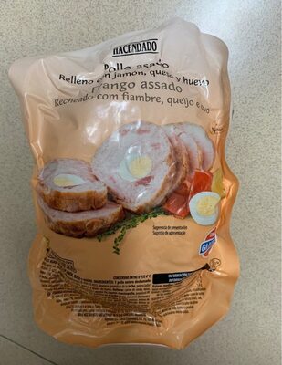 Pollo asado relleno de jamon, queso y huevo