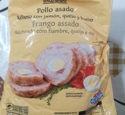 Pollo asado relleno con jamón y huevo