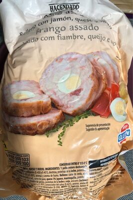 Pollo asado relleno con jamon, queso y huevo front packaging