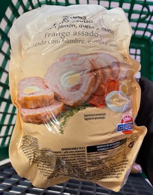 Pollo asado relleno con jamon, queso y huevo