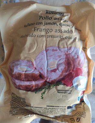 Pollo asado relleno con jamón queso y huevo