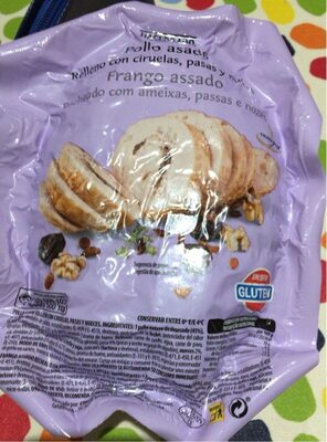 Pollo asado relleno de ciruelas, pasas y nueces