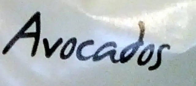 Avocados ingredients label