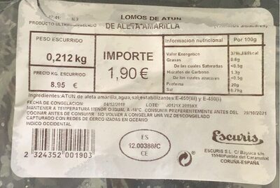 Lomos de atun de aleta amarilla