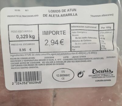 Lomos de atún de aleta amarilla