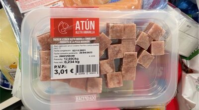 Tacos de atún de aleta amarilla congelados front packaging