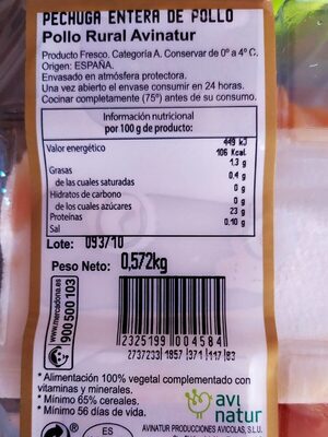 Pechuga entera de pollo