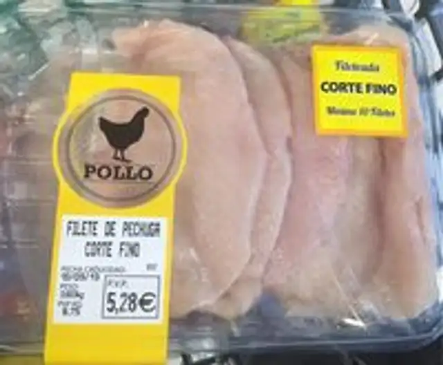 Filete de pechuga de pollo corte fino