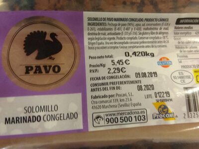 Solomillo marinado congelado