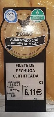 Filete de pechuga de pollo 56 días de vida front packaging