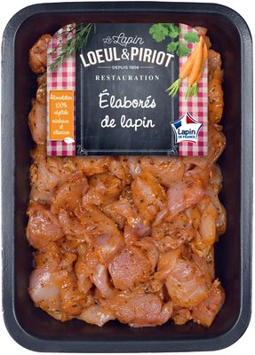 Émincé de lapin à la provençale : morceaux de râbles et cuisses désossés front packaging