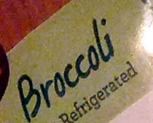Broccoli ingredients label