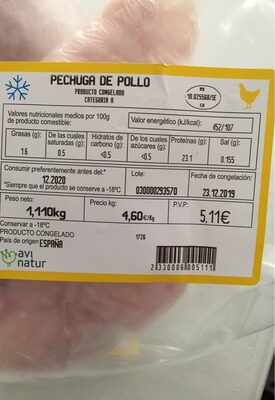 Pechuga de pollo congelada