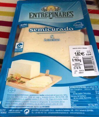 Queso semicurado lonchas front packaging