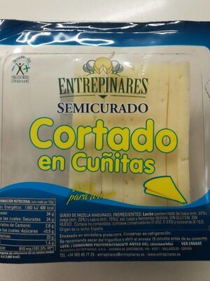 Queso semicurado cortado en cuñitas front packaging
