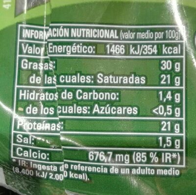 Queso tierno nutrition facts table