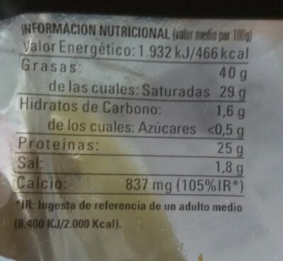 Fromage de brebis nutrition facts table