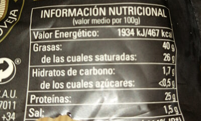 Queso viejo de oveja reserva nutrition facts table