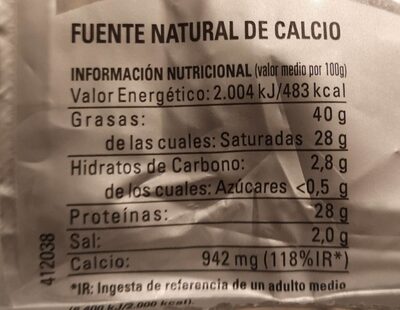 Entrepinares Gran Reserva nutrition facts table