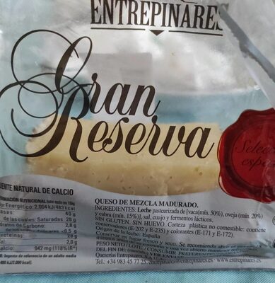 Queso gran reserva front packaging