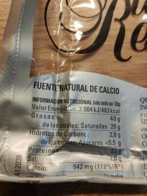 Queso Gran Reserva Selección Especial nutrition facts table