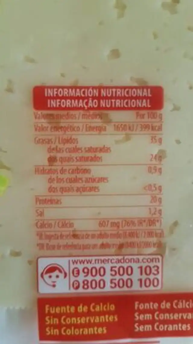 Havarti nutrition facts table