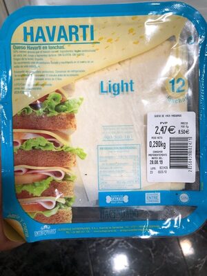 Queso Havarti en lonchas front packaging
