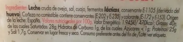 Añejo "Fuerte" ingredients label