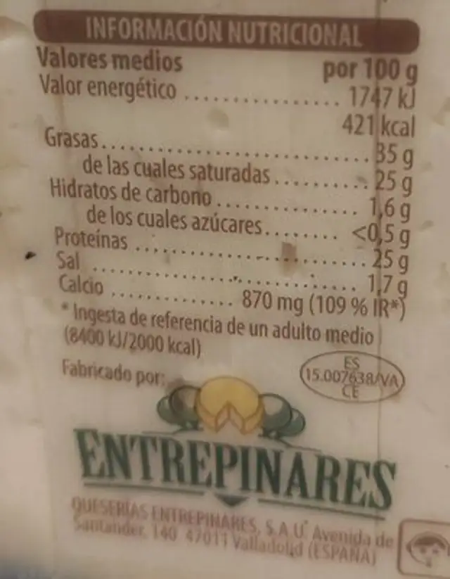 Semicurado cuñitas nutrition facts table