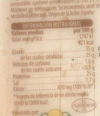 Semicurado cuñitas nutrition facts table