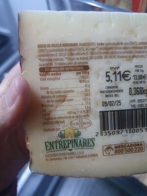 Quedo viejo tostado ingredients label