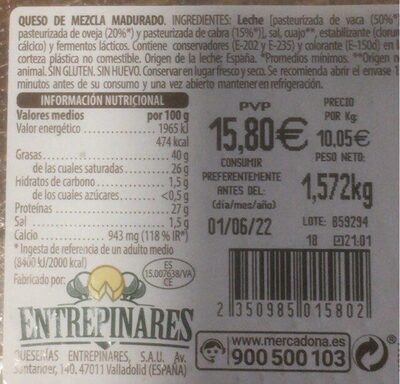 Queso de mezcla madurado