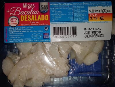 Migas de bacalao desalado front packaging