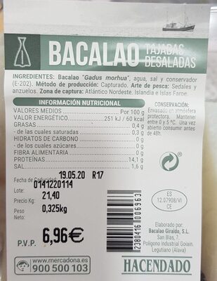 Bacalao tajadas desaladas