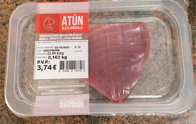 Rodajas descongeladas de atun de aleta amarilla.