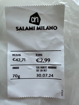 Hersluitbaar Bio ch SALAMI MILANO PR135/KG €42,71