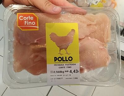 Pechuga de pollo fileteada corte fino
