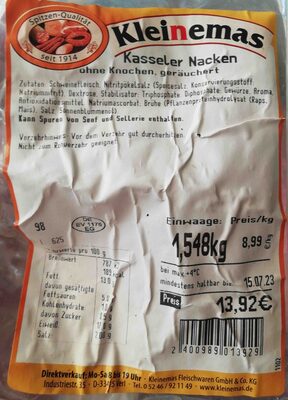 Kasseler Nacken, ohne Knochen, geräuchert