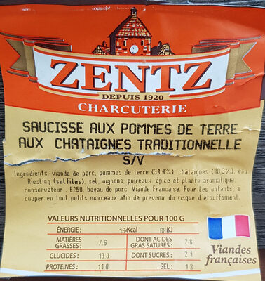 SAUCISSE AUX POMMES DE TERRE AUX CHÂTAIGNES TRADITIONNELLE