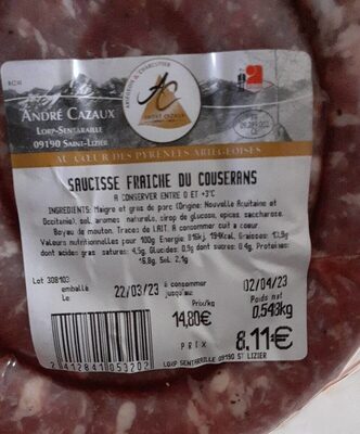 Saucisse fraiche du couseran