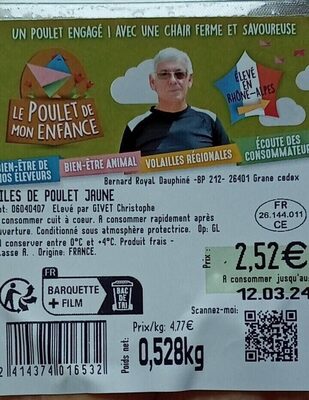 Ailes de poulet jaune